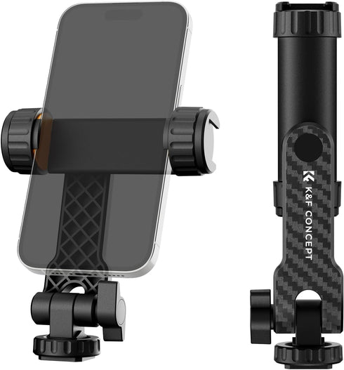 K&F Concept Phone Tripod Mount, Universal Smartphone Adapter with 2 Cold Shoe Mount, Adjustable Cellphone Holder for Horizontal and Vertical Shoot...