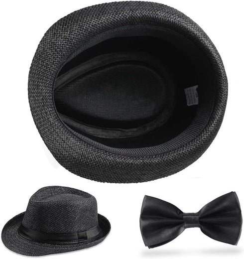 Beelittle 1920s Boys Old Man Costume 52cm Fedora Hat Suspenders Bow Tie Set Adjustable Y Back...