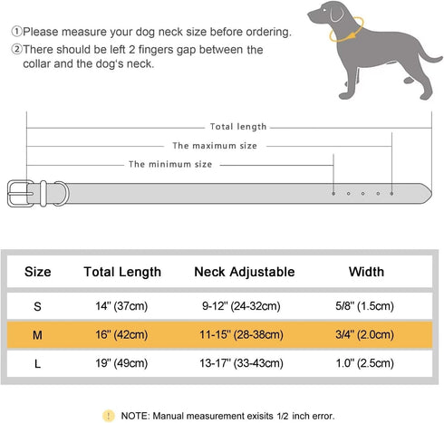 Didog Waterproof Dog Collar with Soft Padded, Strong Dog Collars with Metal Buckle, Lightweight and Breathable Dog Collars for Medium Dogs, Green,...