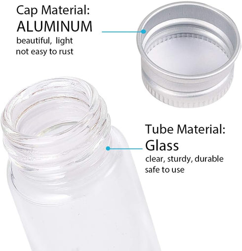 BENECREAT 20 Pack 15ml/0.5oz Glass Bottles Sample Vials with Screwed Aluminum Caps for Wishing Message Bottle, Sample Liquid, Arts & Crafts, Weddi...