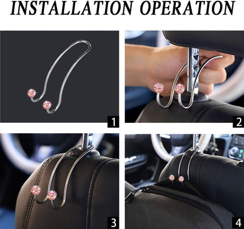 SAVORI Auto Hooks Bling Car Hangers Organizer Seat Headrest Hooks Strong and Durable Backseat Hanger Storage Universal for SUV Truck Vehicle 2 Pac...