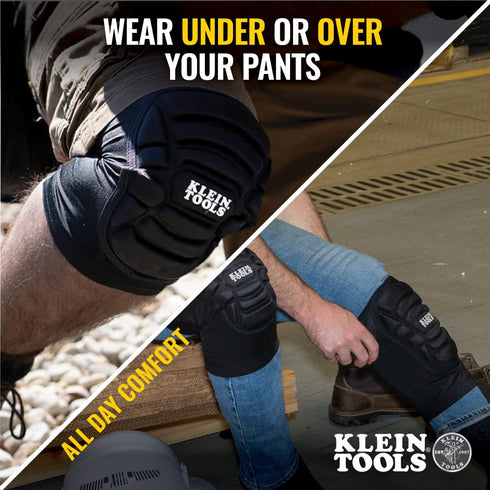 Klein Tools 60492 Knee Pads, Lightweight Padded Knee Sleeves, Breathable Mesh Back, Elastic Cuff with Slip-Resistant Silicone, Black, M/L...