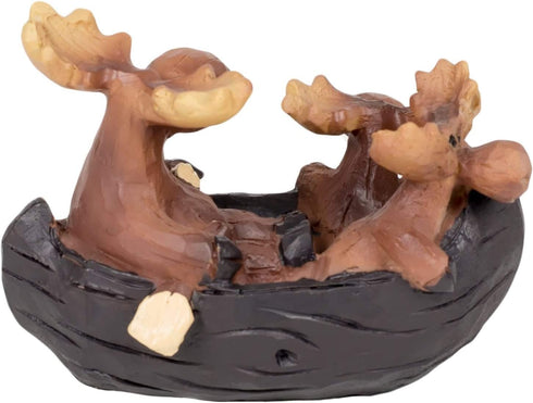 Moose Family in Canoe Resin Decorative Tabletop Figurine...