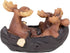 Moose Family in Canoe Resin Decorative Tabletop Figurine...