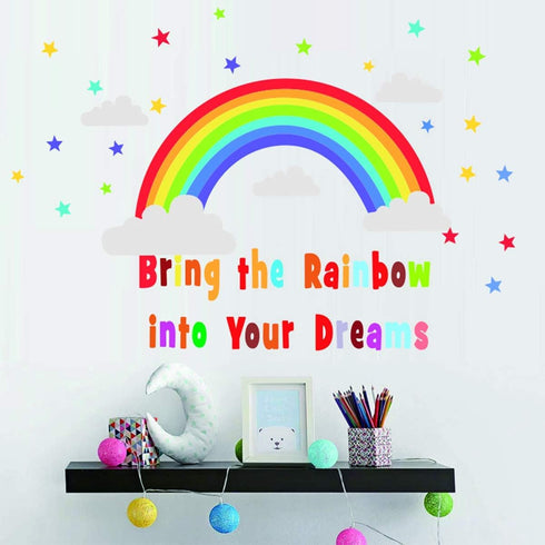 Bamsod Rainbow Wall Sticker Kids Wall Decal Art Girls Star Bedroom Nursery Home Decor 16.5x32.6 inch...