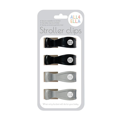 Baby Blanket Stroller Clips (4 Pack) | Australian Baby Gear Pram Attachment | Hooks Muslin to Stroller | Infant/Toddler | Black/Grey...