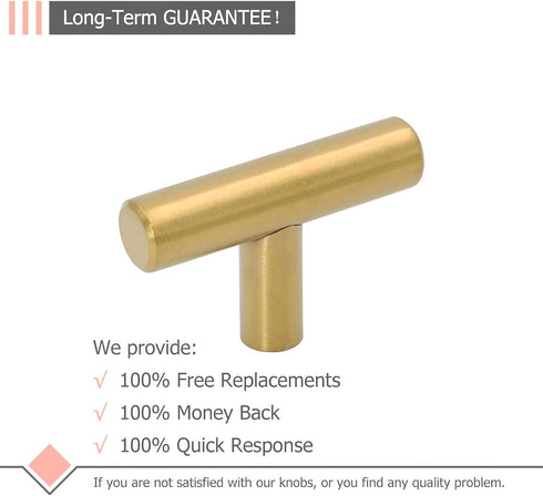 LONTAN 12 Pack Gold Drawer Knobs for Dresser Kitchen Cabinet Knobs LH201GD Gold Hardware for Cabinets Brushed Brass T Bar Knobs with 2 Inch Overal...