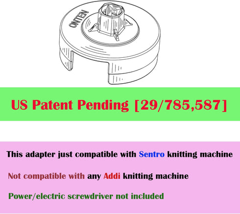 Power Adapter Compatible With Sentro Knitting Machine,Crank Handle Adapter For Knitting,Adapter With Hex Steel Bit Compatible With Sentro 48/40/22...