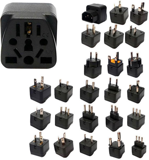 2-Pack ALINNA US Travel Plug Adapter, EU to US Plug Adapter, Universal EU UK AU CN JP to USA (Type B), Grounded 3 Prong USA Wall Plug Adaptor Outl...