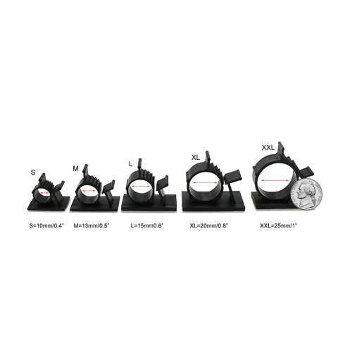 Cable Clips, GLE2016 Self-Adhesive Wire Holder Cable Organizer Cord Management Clamps with Adjustable Backed 20 Pack Black...