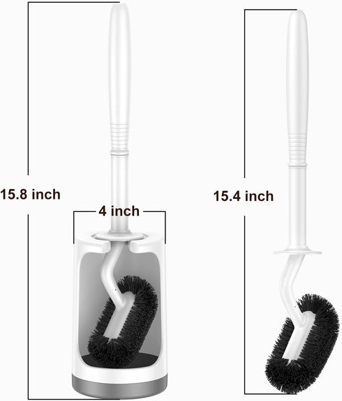 HAMITOR Toilet Bowl Brush Holder Set: Curved Design with Holder for Deep Cleaning Under Rim - Compact Hidden Scrubber for Small Space - Modern RV ...