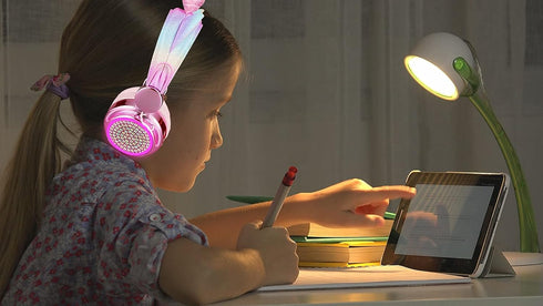 Kids Wireless Headphones for Girls Children Teens, LED Light Up Bluetooth Unicorn Headphones with Microphone for School/Xmas/Online Study/Unicorn ...