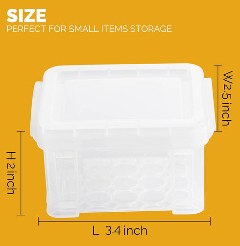 9Pack Small Plastic Clear Storage Box Containers with Lids, Mini Bins (L3.4 x W2.5 x H2inches) - Reusable Craft Box, Small Items Accessories Stora...