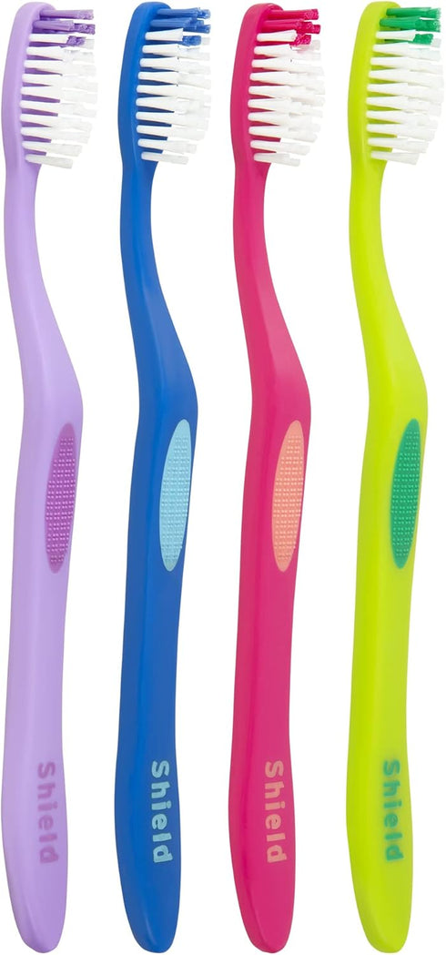 Righto Toothbrush with Elongated Neck (Family Care - Soft Bristles), 4 Colors – 4 Count (Pack of 1)...