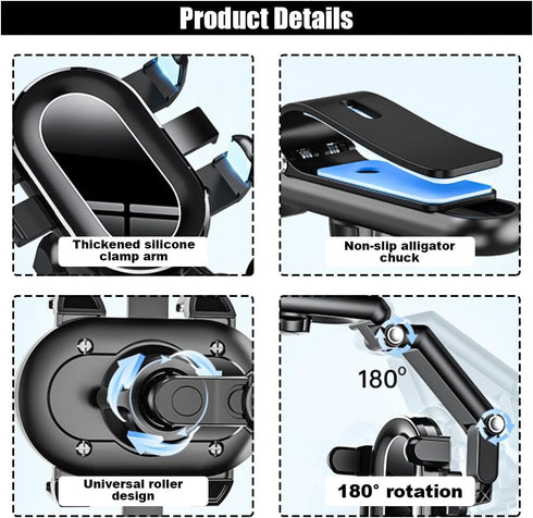 Sun Visor Car Phone Holder, Multifunctional Adjustable Cell Phone Holder, 360° Rotatable and Retractable, Suitable for Car Home Kitchen, Compatibl...