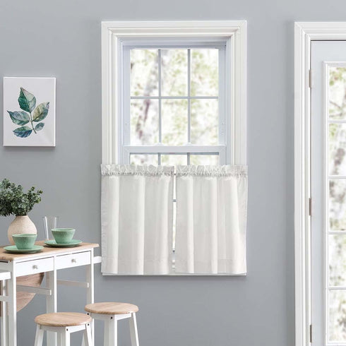 Ellis Curtain Stacey Sheer 56-by-30 Inch Tailored Tier Pair Curtains, Ice Cream, 56x30...