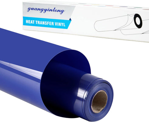 guangyintong Blue Heat Transfer Vinyl HTV Rolls, 12" x 8ft Blue Iron on Vinyl for T-Shirts Glossy Surface Blue HTV Vinyl for All Cutter Machines E...