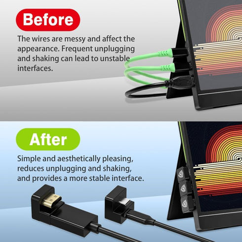 AGVEE 180 Degree Angled USB-C to USB-C Adapter and Long Side Inward U-Shaped Mini HDMI to HDMI Converter, HDMI 2.0 4k@60HZ, Coupler Extender Exten...