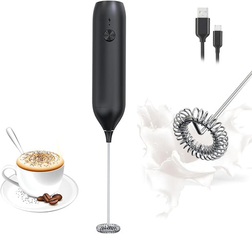 Electric Milk Frother Coffee Mixer Wand USB Rechargeable Drink Mixer Stainless Steel Mini Whisk for Egg,Drink Frother Portable Kitchen Cooking Sup...