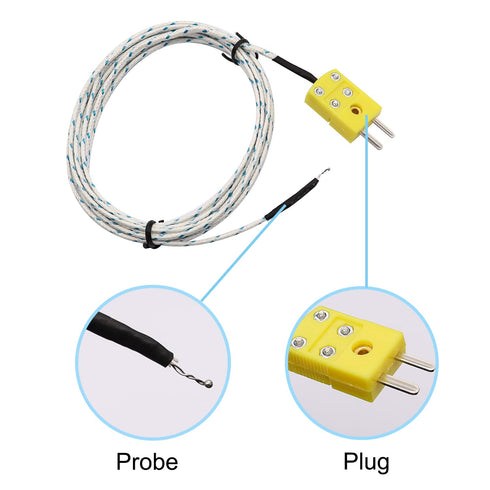 TWTADE 5pcs 3M K Type Mini-Connector Thermocouple Temperature Probe Sensor Measure Range -50~350°C...