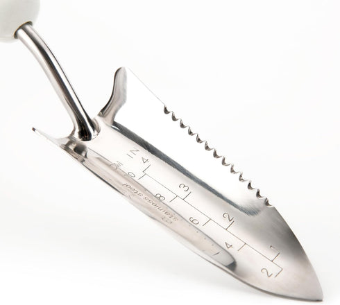Worth Garden Serrated Transplanter - Planting Trowel Garden Tool, Stainless Steel Serrated Hand Shovel for Digging and Precise Bulb Planting - T50...