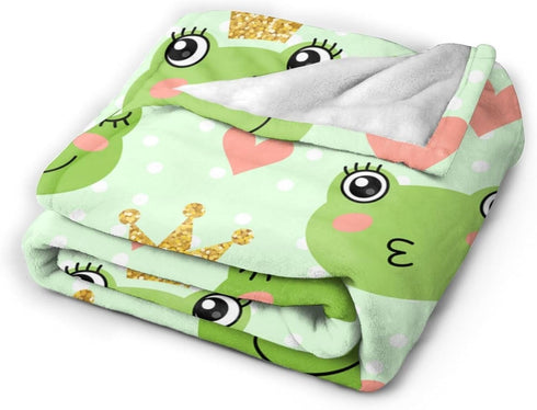 Cute Frogs Prince Baby Blankets Soft Warm Fuzzy Plush Bed Throw Blanket for Newborn Infant Toddler Girls Boys Kids, 30"X40"...