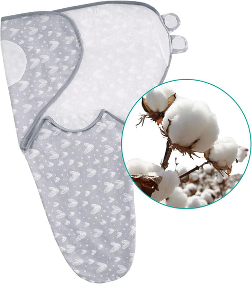 Biloban Baby Swaddle for Boy Girls, Baby Swaddles 3-6 Months, Swaddle Blanket Cotton, Newborn Swaddle, Newborn Essentials, Lovely Grey Print, 2 Pa...
