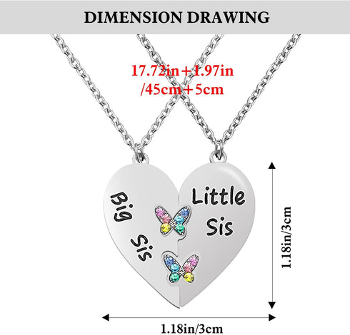 MJartoria Best Friend Necklaces BFF Necklace for 2 Friendship Valentines Day Gifts Matching Heart Pendant Necklace Best Friends Forever (Silver, B...