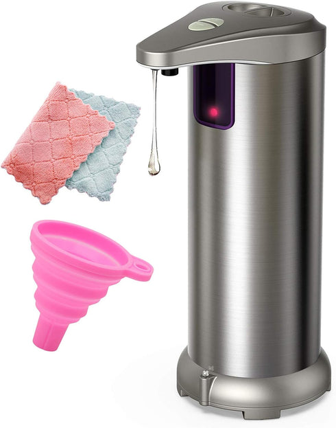 Infrared Automatic Soap Dispenser Touchless, Stainless Steel Battery Operated Touchless Soap Dispenser with Waterproof Base for Bathroom Kitchen H...