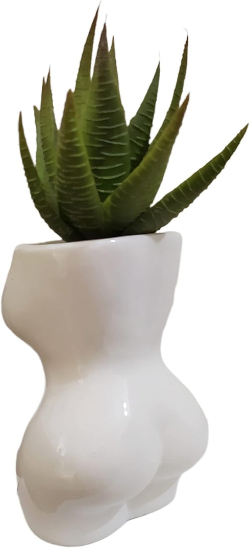 Cute 4.7 inch Indoor Body Shaped Ceramic Succulent Cactus Air Plant Body Art Modern Flower Pots Planter - Plant Not Included (White)...