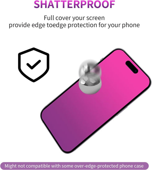 2 Pack Gradient Tempered Glass for iPhone 14 / 13 Pro / 13 Privacy Screen Protector for iPhone14 / 13Pro / 13 6.1inch Anti Spy Anti Blue Light Eye...