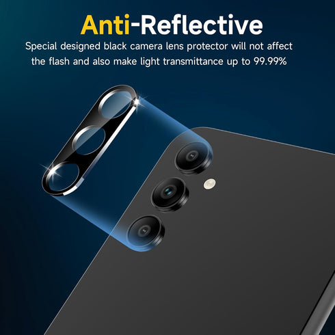 LYWHL for 3 Pack Samsung Galaxy A15 5G Screen Protector + 3 Pack Camera Lens Protector with Installation Frame, Case Friendly Tempered Glass Film,...