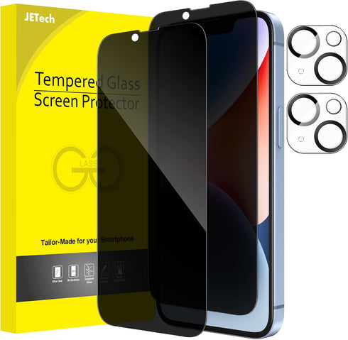 JETech Privacy Full Coverage Screen Protector for iPhone 14 Plus 6.7-Inch with Camera Lens Protector, Anti-Spy Tempered Glass Film, 2-Pack Each...