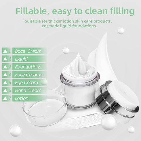 Airless Pump Jar,Cream Jar Vacuum Bottle, Empty Refillable Cosmetic Air Pump Jars Bottles, Portable Airless Lotion Sample Container Pot, Leak-Proo...