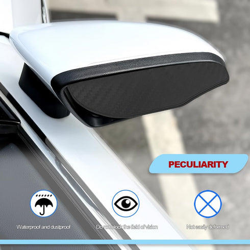 2Pcs Mirror Rain Visor Guard, Universal Waterproof Auto Flexible Mirror Cover Rubber Carbon Fiber Visor Guard Car Exterior Trim Accessories for Mo...