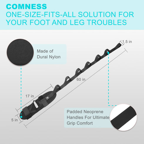 Foot and Calf Stretcher-Stretching Strap For Plantar Fasciitis, Heel Spurs, Foot Drop, Achilles Tendonitis & Hamstring. Yoga Foot & Leg Stretch St...