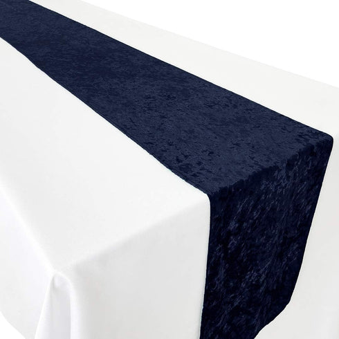 Koyal Wholesale Velvet Table Runner - Extra Long, Farmhouse Style, Velvet Linen (19 x 120-Inch, Navy Blue)...