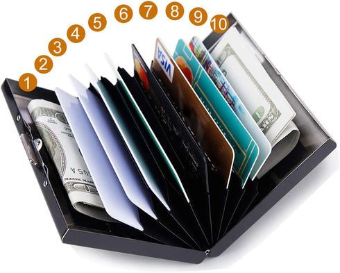 EASTNIGHTS RFID Credit Card Holder Protector Metal Credit Card Wallet Business Card Holder for Men Women Gift Box Package (Black)...
