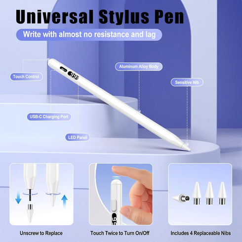 TiMOVO Stylus Pen for Touch Screens, Fast Charge Stylus Pen for Apple iPad/iPhone/Xiaomi/Samsung/Lenovo Android Capacitive Touch Screen Stylus Pen...