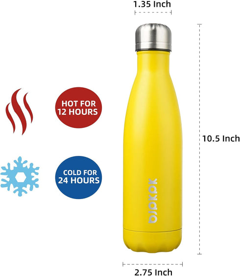 BJPKPK 17oz Insulated Stainless Steel Water Bottles,Sports Water Bottles Keep Cold for 24 Hours and Hot for 12 Hours,BPA Free for Travel,Goldenrod...