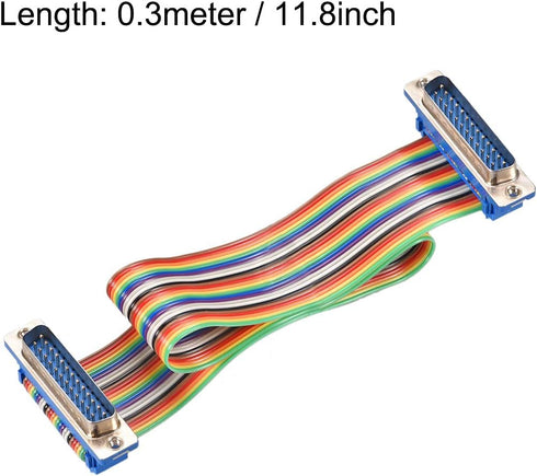 uxcell IDC Rainbow Wire Flat Ribbon Cable DB25 Male to DB25 Male Connector 2.54mm Pitch 11.8inch Length...