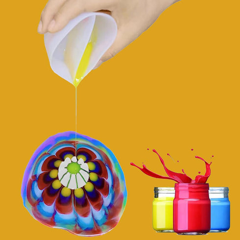 6Pcs/Set Flower Pour Cups Silicone Split Cup for Paint Pouring Acrylic Pouring Flower Strainers Fluid Art Pour DIY Resin Molds for Making Painting...