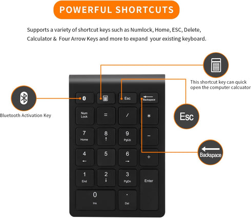 Gugxiom Bluetooth Number Pad,22 Keys Portable Mini Financial Accounting Numeric Keypad?Bluetooth 5.0 10 Key Numeric Keypad for Laptop/Desktop/PC/N...