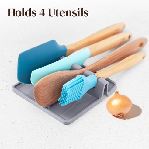 Silicone Spoon Rest for Stove Top with Drip Pad (2 Pack) - Heat Resistant BPA Free Utensil Rest & Kitchen Spoon Holder for Kitchen Counter - Grill...