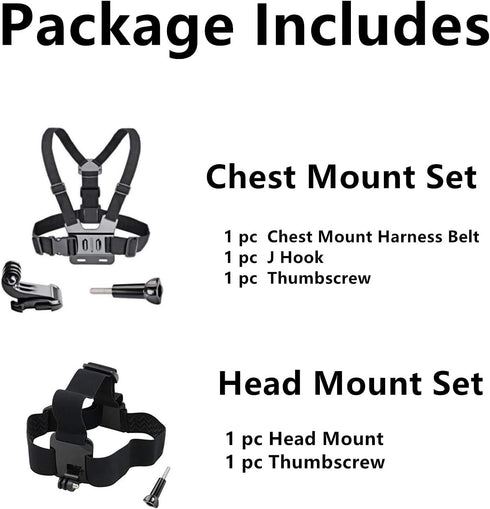 Chest Mount Harness Chesty Vest Head Mount Strap for Action Camera Compatible with GoPro Hero 11,10,9,8,Max,Go Pro Hero 7,6, 5,4, Session,3+,3,Her...