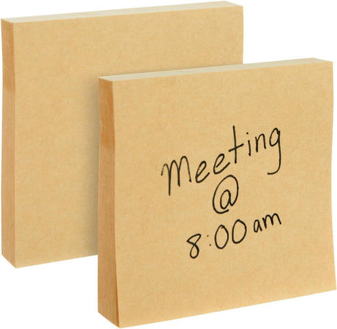 Juvale 6-Pack Kraft Paper Sticky Notes 3x3 inch, Brown Self-Adhesive Memo Notepad Set, Self-Stick Note Pads for Office Work, Home, School, Teacher...