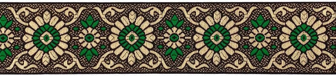 Designer’s Shop Jacquard Metallic Gold Floral Ribbon Trim 2-3/16" (56mm) x 4.5 Yards DIY for Sewing Crafting JL 125 (Gold-Green)...