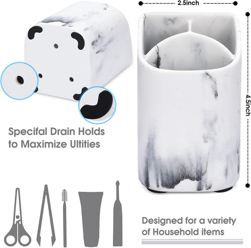 ZCCZ Toothbrush Holder for Bathroom - Perfect Electric or Kids Toothbrush Organizer - Premium White Marble Bathroom Accessory for Modern and Styli...