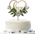 Wedding Cake Topper - Rustic Theme for Bridal Shower Engagement Anniversary Party Decoration , Personalized Heart Shaped , Wooden...