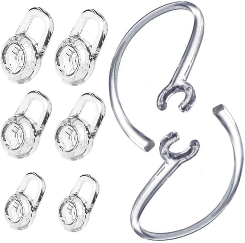 Replacement Ear Gel Tips & Loop Clip SML Spare Kit for M155 M165 M180 M55 M25 M90 Explorer 500 Headset Clamp, Gel Earbuds Eartips 6PCS & Earhooks ...